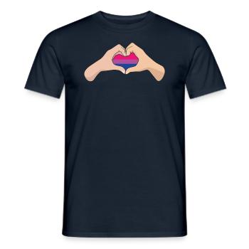LGBTQ Bisexual Pride Flag Hand Heart - Men's T-Shirt - navy - Front - AI Model Male 178 light (178cm)