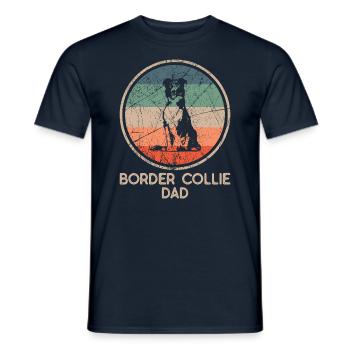 Chien - Vintage Border Collie Papa - T-shirt homme - marine - Devant - AI Model Male 178 light (178cm)