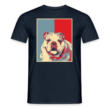 Hundegrafik - Vintage Englische Bulldogge - Männer T-Shirt - Navy - Vorne - AI Model Male 178 light (178cm)