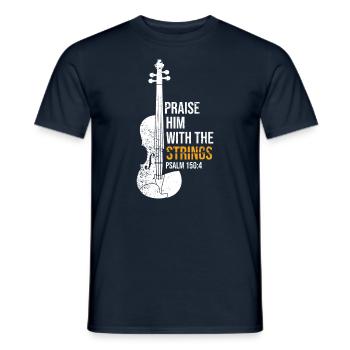 Loben Sie Ihn Mit Saiten - Violine - Männer T-Shirt - Navy - Vorne - AI Model Male 178 light (178cm)