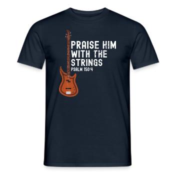 Praise Him with String - Electric Guitar - Men's T-Shirt - navy - Front - AI Model Male 178 light (178cm)