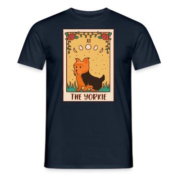 Carte de Tarot - Occult Dog Yorkie - T-shirt homme - marine - Devant - AI Model Male 178 light (178cm)