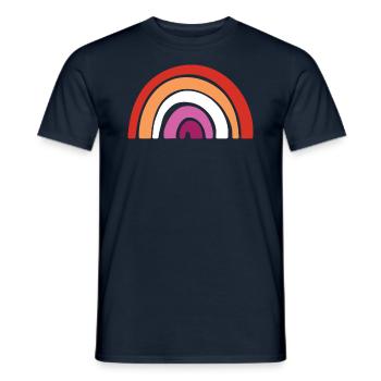 Flagge - LGBTQIA Rainbow Lesben - Männer T-Shirt - Navy - Vorne - AI Model Male 178 light (178cm)