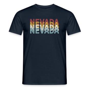 US 70er Retro State Vintage Nevada - Männer T-Shirt - Navy - Vorne - AI Model Male 178 light (178cm)