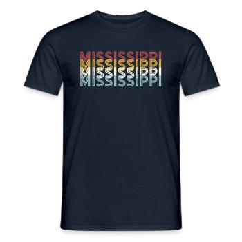 US 70s Retro State Vintage Mississippi - Men's T-Shirt - navy - Front - AI Model Male 178 light (178cm)