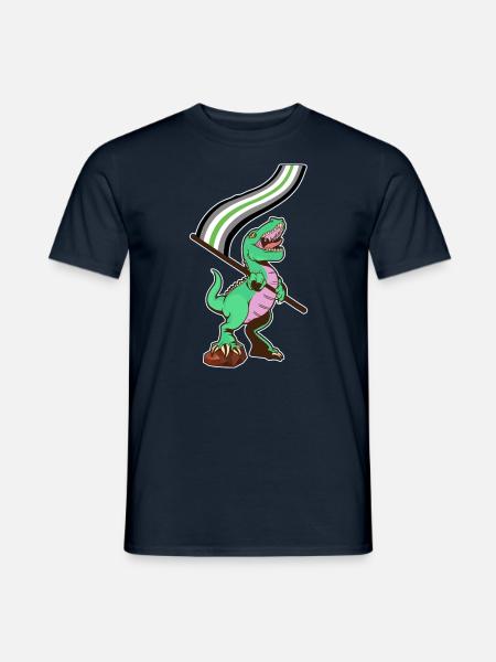 LGBTQ Flag - Dinosaur Agender - Men's T-Shirt - navy