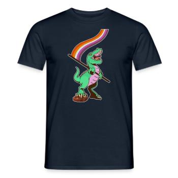 LGBTQ-Flagge - Dinosaurier-Lesbe - Männer T-Shirt - Navy - Vorne - AI Model Male 178 light (178cm)