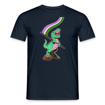 Drapeau LGBTQ - Dinosaur Genderqueer - T-shirt homme - marine - Devant - AI Model Male 178 light (178cm)