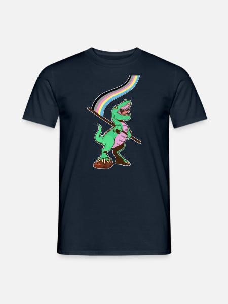 LGBTQ Flag - Dinosaur Polygender - Men's T-Shirt - navy