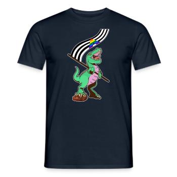 LGBTQ-Flagge - Dinosaurier Straight Ally - Männer T-Shirt - Navy - Vorne - AI Model Male 178 light (178cm)