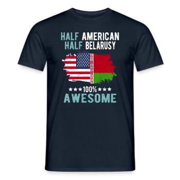 Halb Amerikaner Halb Belarusse - Männer T-Shirt - Navy - Vorne - AI Model Male 178 light (178cm)