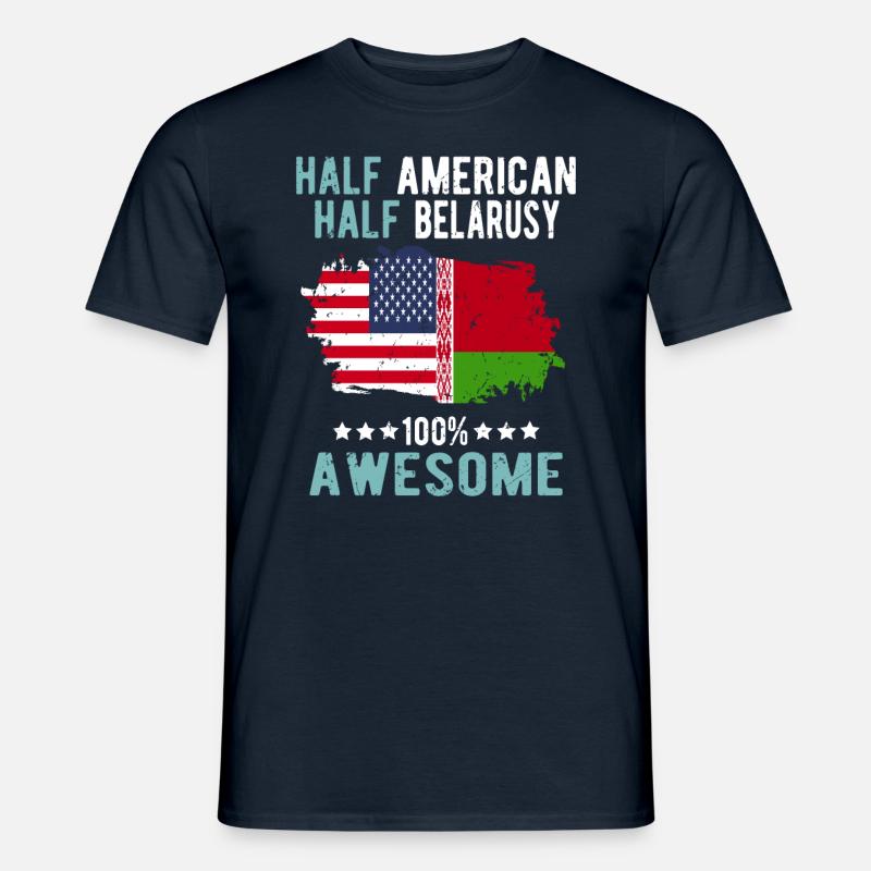 Halb Amerikaner Halb Belarusse - Männer T-Shirt - Navy