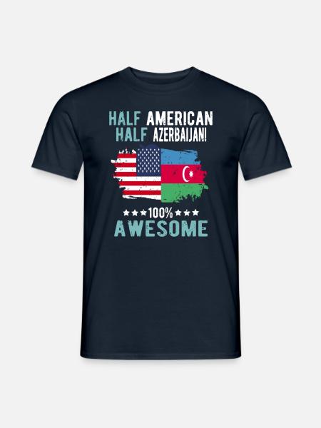 Half American Half Azerbaijani - Men's T-Shirt - navy