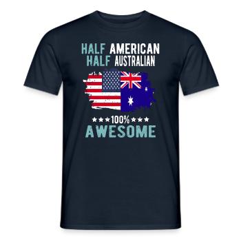 Moitié américain moitié australien - T-shirt homme - marine - Devant - AI Model Male 178 light (178cm)