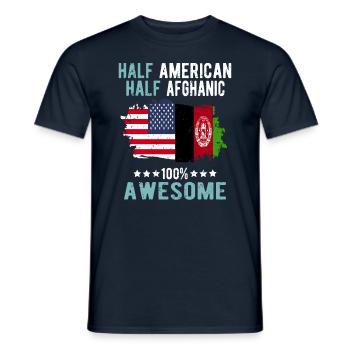 Moitié américain moitié afghan - T-shirt homme - marine - Devant - AI Model Male 178 light (178cm)