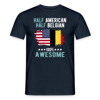Halb Amerikaner Halb Belgier - Männer T-Shirt - Navy - Vorne - AI Model Male 178 light (178cm)