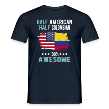Moitié américain moitié colombien - T-shirt homme - marine - Devant - AI Model Male 178 light (178cm)