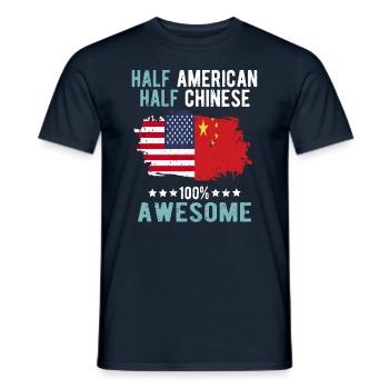Half American Half Chinese - Men's T-Shirt - navy - Front - AI Model Male 178 light (178cm)