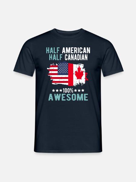 Halb Amerikaner Halb Kanadier - Männer T-Shirt - Navy