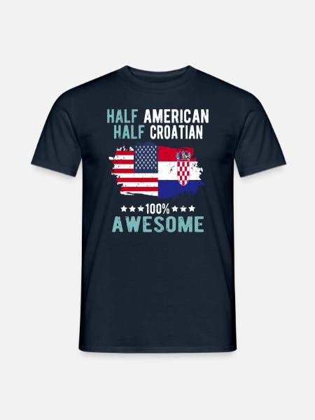 Half American Half Croat - Men's T-Shirt - navy