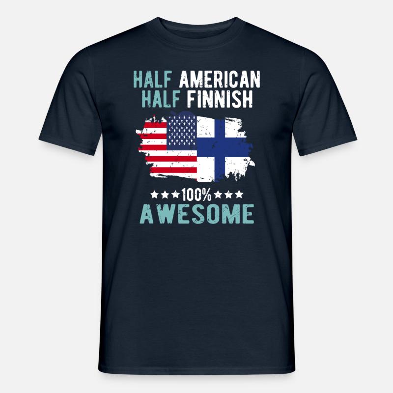 Halb Amerikaner Halb Finne - Männer T-Shirt - Navy
