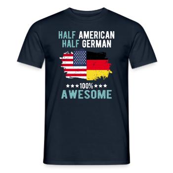 Moitié américain moitié allemand - T-shirt homme - marine - Devant - AI Model Male 178 light (178cm)