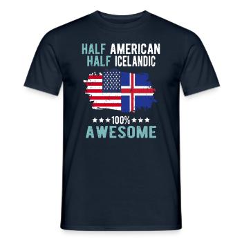 Moitié Américain Moitié Islandais - T-shirt homme - marine - Devant - AI Model Male 178 light (178cm)