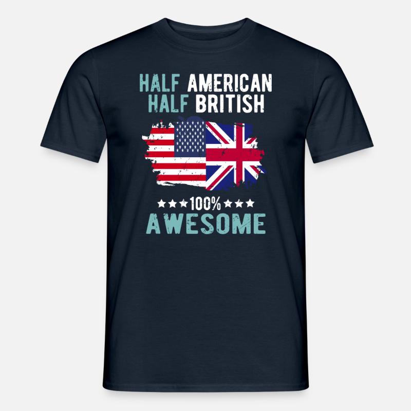 Halb Amerikaner Halb Brite - Männer T-Shirt - Navy