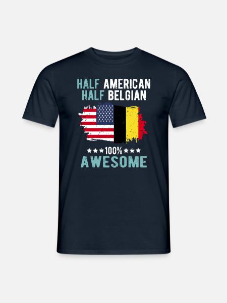 Half American Half Belgian - Men's T-Shirt - navy