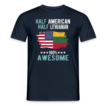 Half American Half Lithuanian - Men's T-Shirt - navy - Front - AI Model Male 178 light (178cm)
