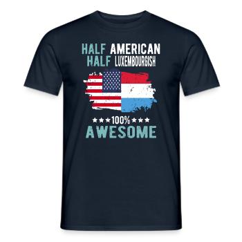 Moitié Américain Moitié Luxembourgeois - T-shirt homme - marine - Devant - AI Model Male 178 light (178cm)