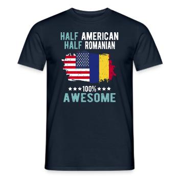 Half American Half Romanian - Men's T-Shirt - navy - Front - AI Model Male 178 light (178cm)