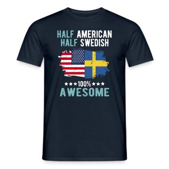 Halb Amerikaner Halb Schwede - Männer T-Shirt - Navy - Vorne - AI Model Male 178 light (178cm)