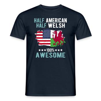 Halb Amerikaner Halb Waliser - Männer T-Shirt - Navy - Vorne - AI Model Male 178 light (178cm)