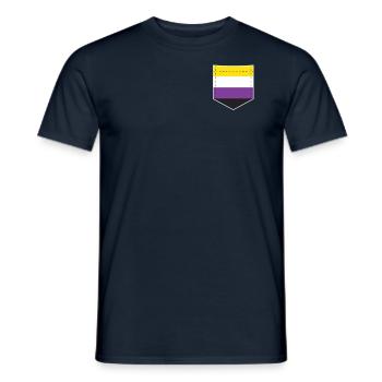LGBTQ Non-Binary Pride Flag Pocket - Men's T-Shirt - navy - Front - AI Model Male 178 light (178cm)