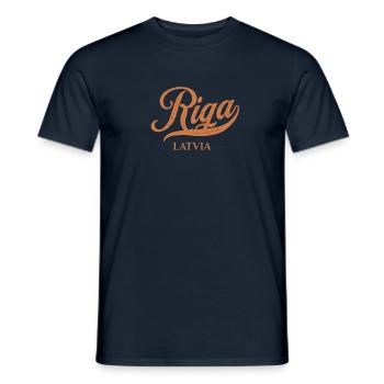 Retro Latvia City - Vintage Riga - Men's T-Shirt - navy - Front - AI Model Male 178 light (178cm)