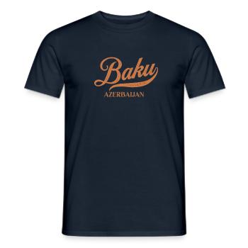 Ville rétro d’Azerbaïdjan - Vintage Bakou - T-shirt homme - marine - Devant - AI Model Male 178 light (178cm)