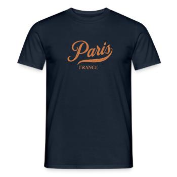 Retro France City - Vintage Paris - T-shirt homme - marine - Devant - AI Model Male 178 light (178cm)
