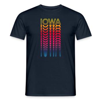 Retro Nostalgic USA State - Rainbow Iowa - Men's T-Shirt - navy - Front - AI Model Male 178 light (178cm)