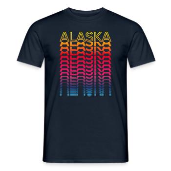 Retro Nostalgisch USA Staat - Regenbogen Alaska - Männer T-Shirt - Navy - Vorne - AI Model Male 178 light (178cm)