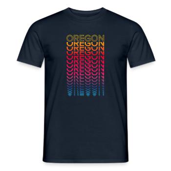 Retro Nostalgisch USA Staat - Regenbogen Oregon - Männer T-Shirt - Navy - Vorne - AI Model Male 178 light (178cm)