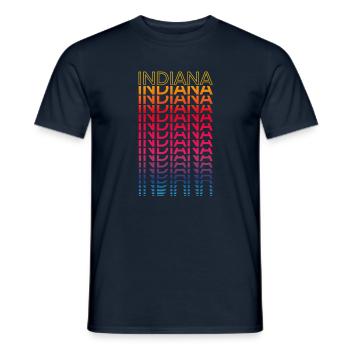 Retro Nostalgic USA State - Rainbow Indiana - Men's T-Shirt - navy - Front - AI Model Male 178 light (178cm)