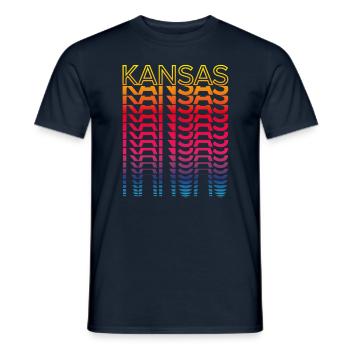 Retro Nostalgic USA State - Rainbow Kansas - Men's T-Shirt - navy - Front - AI Model Male 178 light (178cm)
