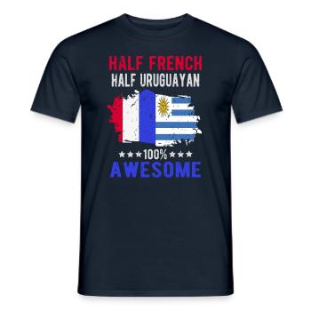 Half French Half Uruguayan - Men's T-Shirt - navy - Front - AI Model Male 178 light (178cm)