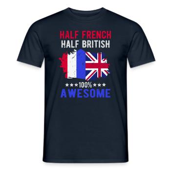 Moitié Français moitié britannique - T-shirt homme - marine - Devant - AI Model Male 178 light (178cm)