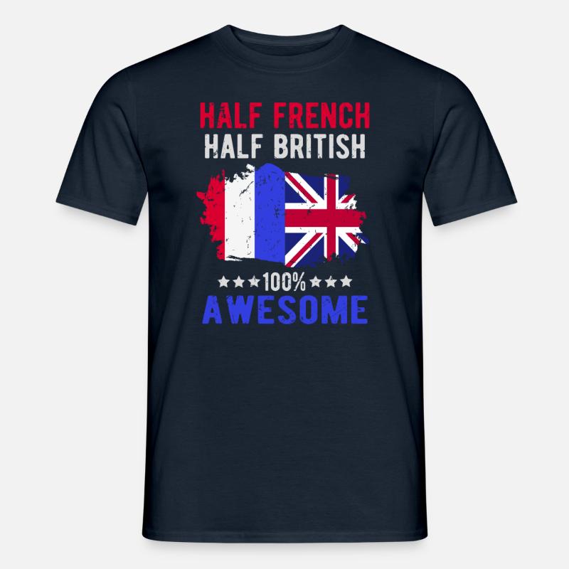 Halb Franzose Halb Britisch - Männer T-Shirt - Navy