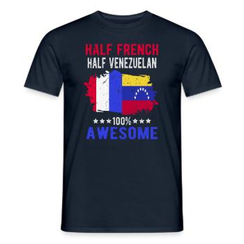 Half French Half Venezuelan - Men's T-Shirt - navy - Front - AI Model Male 178 light (178cm)