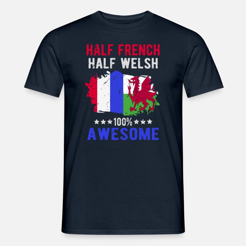 Halb Franzose Halb Waliser - Männer T-Shirt - Navy