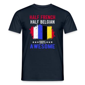 Half French Half Belgian - Men's T-Shirt - navy - Front - AI Model Male 178 light (178cm)