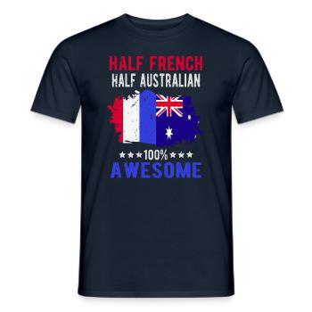 Moitié Français moitié australien - T-shirt homme - marine - Devant - AI Model Male 178 light (178cm)